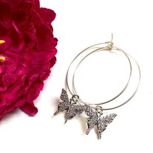 Butterfly Earrings, Hoops, Dragonfly, Flower